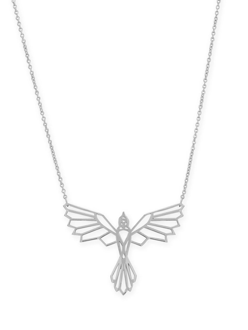 Sterling Silver Origami Inspired Phoenix Bird Necklace 20” + 2” LAST ONE